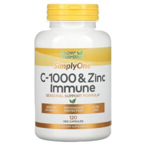 Thực phẩm chức năng Super Nutrition SimplyOne C-1000 & Zinc Immune 120 Veg Capsules 033739001208