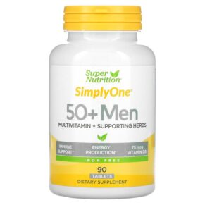 Thực phẩm chức năng Super Nutrition SimplyOne Men's 50+ Multivitamin with Supporting Herbs Iron Free 90 Tablets 033739001987