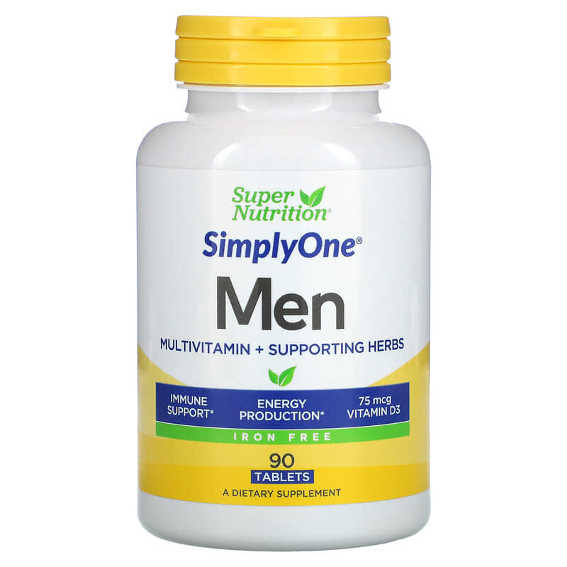 Super Nutrition SimplyOne Men’s Multivitamin + Supporting Herbs Iron Free 90 Tablets 8 Thực phẩm chức năng Super Nutrition SimplyOne Men’s Multivitamin + Supporting Herbs Iron Free 90 Tablets 033739002236