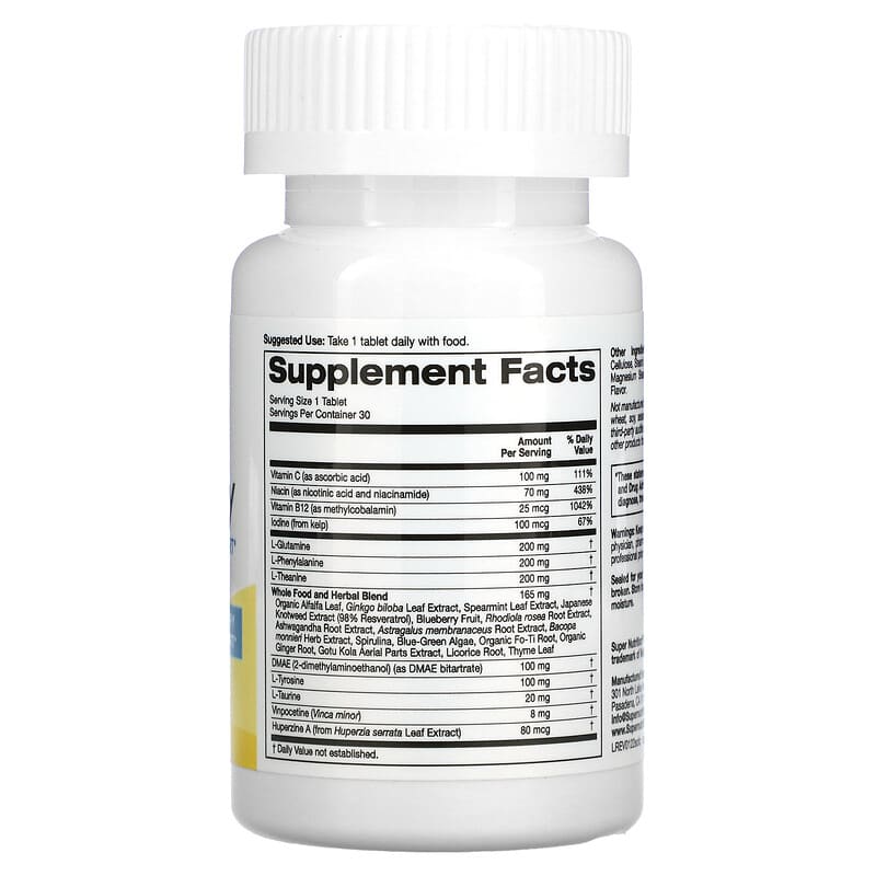 Super Nutrition SimplyOne Think Clearly 30 Tablets 2 Thực phẩm bổ sung Super Nutrition SimplyOne Think Clearly 30 Tablets 033739002335