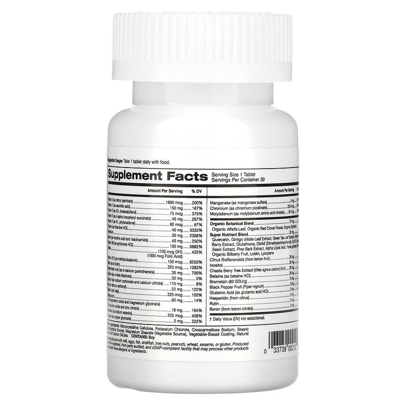 Super Nutrition SimplyOne Women's Multivitamin + Supporting Herbs 30 Tablets 2 Thực phẩm bổ sung Super Nutrition SimplyOne Women's Multivitamin + Supporting Herbs 30 Tablets 033739002120