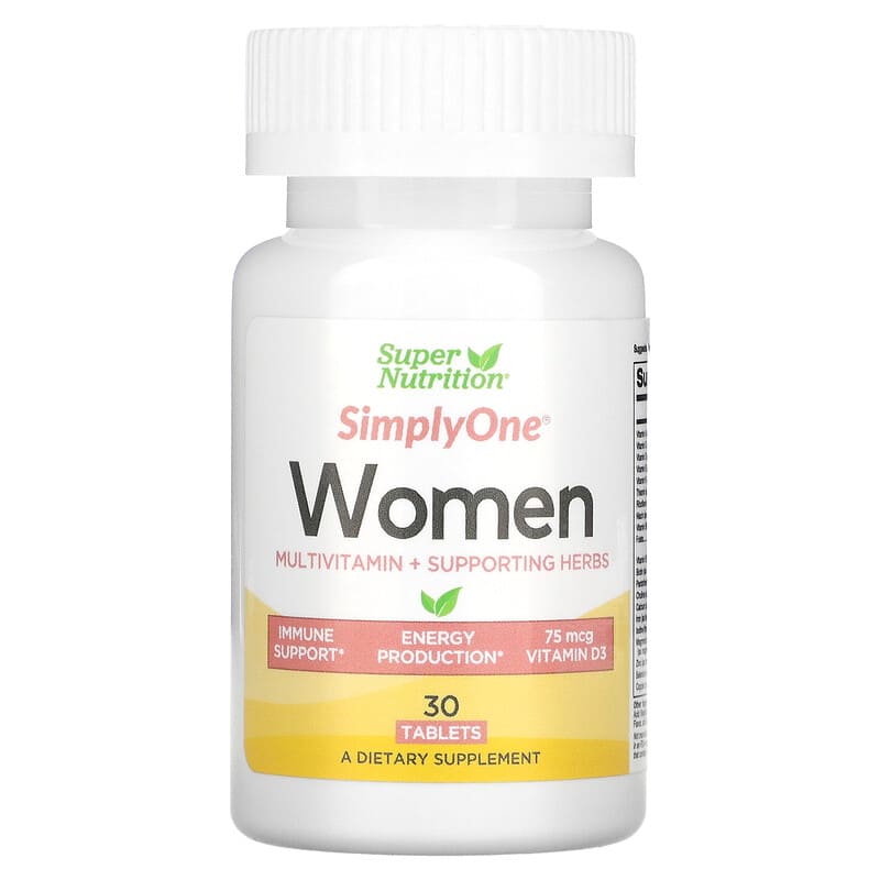 Super Nutrition SimplyOne Women's Multivitamin + Supporting Herbs 30 Tablets 8 Thực phẩm chức năng Super Nutrition SimplyOne Women's Multivitamin + Supporting Herbs 30 Tablets 033739002120