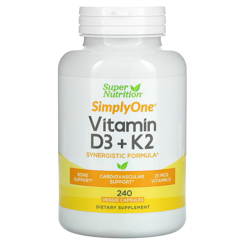 Super Nutrition Vitamin D3 + K2 240 Veggie Capsules 8 Thực phẩm chức năng Super Nutrition Vitamin D3 + K2 240 Veggie Capsules 898220021246