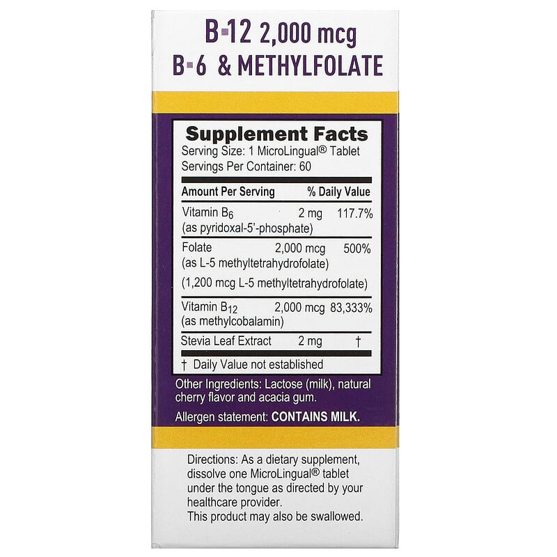 Superior Source Activated B-12 Methylcobalamin B-6 (P-5-P) & Methylfolate 60 Microlingual Instant Dissolve Tablets 2 Thực phẩm bổ sung Superior Source Activated B-12 Methylcobalamin B-6 (P-5-P) & Methylfolate 60 Microlingual Instant Dissolve Tablets 076635904754