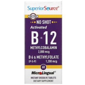 Thực phẩm chức năng Superior Source Activated B-12 Methylcobalamin B-6 (P-5-P) & Methylfolate 60 Microlingual Instant Dissolve Tablets 076635904754