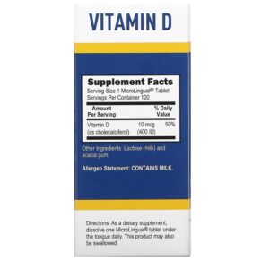 Thực phẩm bổ sung Superior Source D3 10 mcg (400 IU) 100 MicroLingual Instant Dissolve Tablets 076635904501