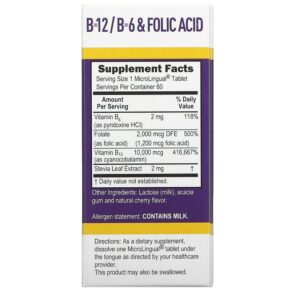 Thực phẩm bổ sung Superior Source Extra Strength B-12 B-6 & Folic Acid 60 MicroLingual Instant Dissolve Tablets 076635908103