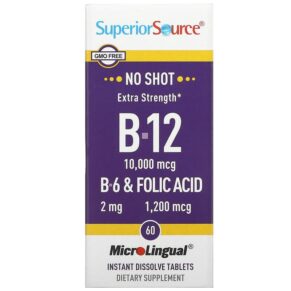 Thực phẩm chức năng Superior Source Extra Strength B-12 B-6 & Folic Acid 60 MicroLingual Instant Dissolve Tablets 076635908103
