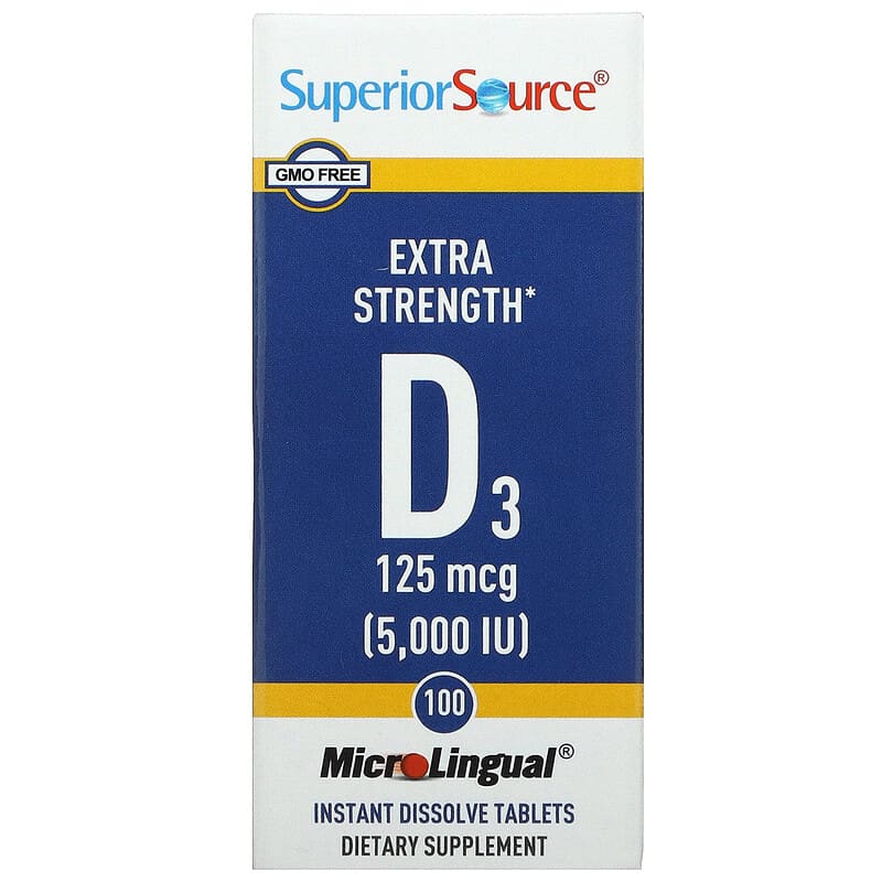 Superior Source Extra Strength D3 125 mcg (5.000 IU) 100 MicroLingual Instant Dissolve Tablets 8 Thực phẩm chức năng Superior Source Extra Strength D3 125 mcg (5.000 IU) 100 MicroLingual Instant Dissolve Tablets 076635908608