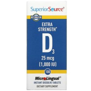 Thực phẩm chức năng Superior Source Extra Strength D3 25 mcg (1.000 IU) 100 MicroLingual Instant Dissolve Tablets 076635908509