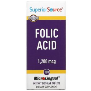 Thực phẩm chức năng Superior Source Folic Acid 1.200 mcg 100 MicroLingual Instant Dissolve Tablets 076635908400