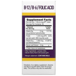 Thực phẩm bổ sung Superior Source Methylcobalamin B-12 B-6 & Folic 60 MicroLingual Instant Dissolve Tablets 076635907007
