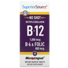 Thực phẩm chức năng Superior Source Methylcobalamin B-12 B-6 & Folic 60 MicroLingual Instant Dissolve Tablets 076635907007