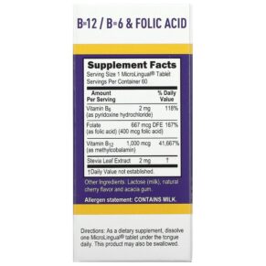 Thực phẩm bổ sung Superior Source Methylcobalamin B-12 B-6 & Folic Acid 1.000 mcg 60 MicroLingual Instant Dissolve Tablets 076635906901