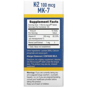 Superior Source Vitamin K-2 100 mcg 60 Microlingual Instant Dissolve Tablets 3 Thực phẩm bổ sung Superior Source Vitamin K-2 100 mcg 60 Microlingual Instant Dissolve Tablets 076635904303