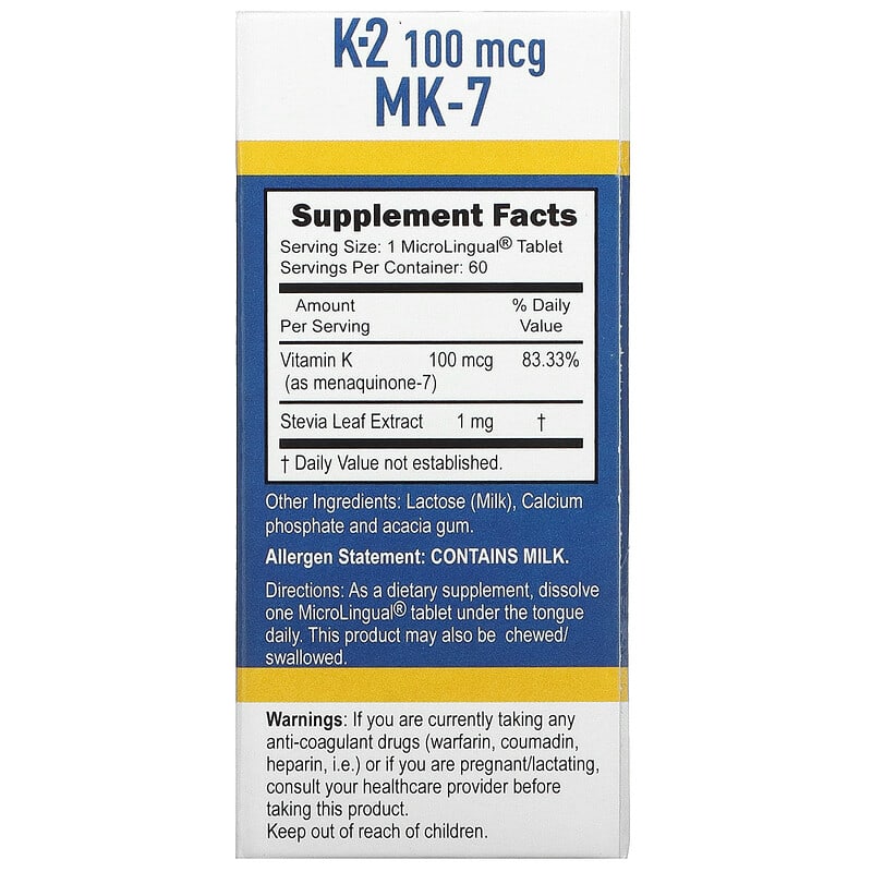 Superior Source Vitamin K-2 100 mcg 60 Microlingual Instant Dissolve Tablets 2 Thực phẩm bổ sung Superior Source Vitamin K-2 100 mcg 60 Microlingual Instant Dissolve Tablets 076635904303