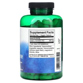 Thực phẩm bổ sung Swanson Acetyl L-Carnitine 500 mg 240 Veggie Capsules 087614116501