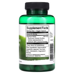 Thực phẩm bổ sung Swanson Agaricus Blazei Mushroom Extract 500 mg 90 Veggie Caps 087614141220