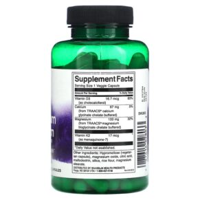 Thực phẩm bổ sung Swanson Albion Magnesium & Calcium with Vitamins D3 & K2 90 Veggie Capsules 087614028033