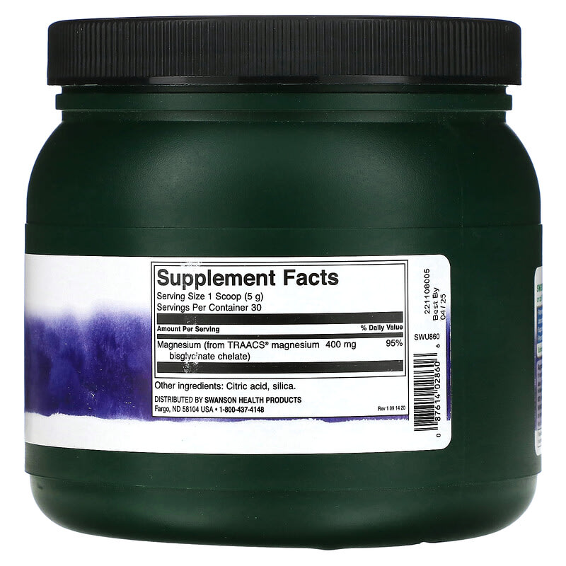 Swanson Albion Magnesium Glycinate Powder 5.3 oz (150 g) 2 Thực phẩm bổ sung Swanson Albion Magnesium Glycinate Powder 5.3 oz (150 g) 087614028606