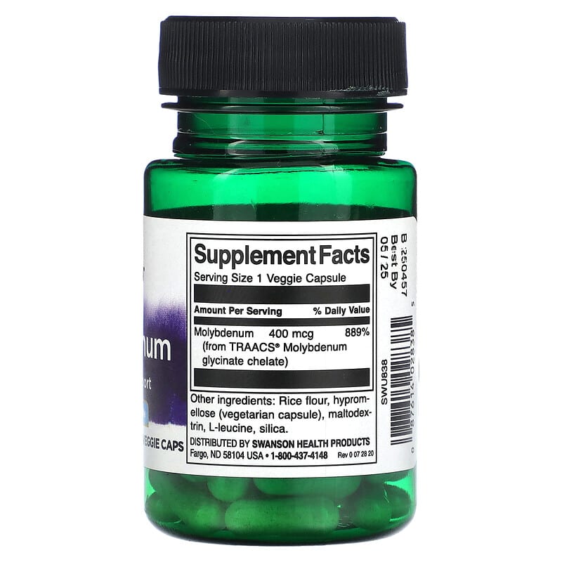 Swanson Albion Molybdenum 400 mcg 60 Veggie Caps 2 Thực phẩm bổ sung Swanson Albion Molybdenum 400 mcg 60 Veggie Caps 087614028385