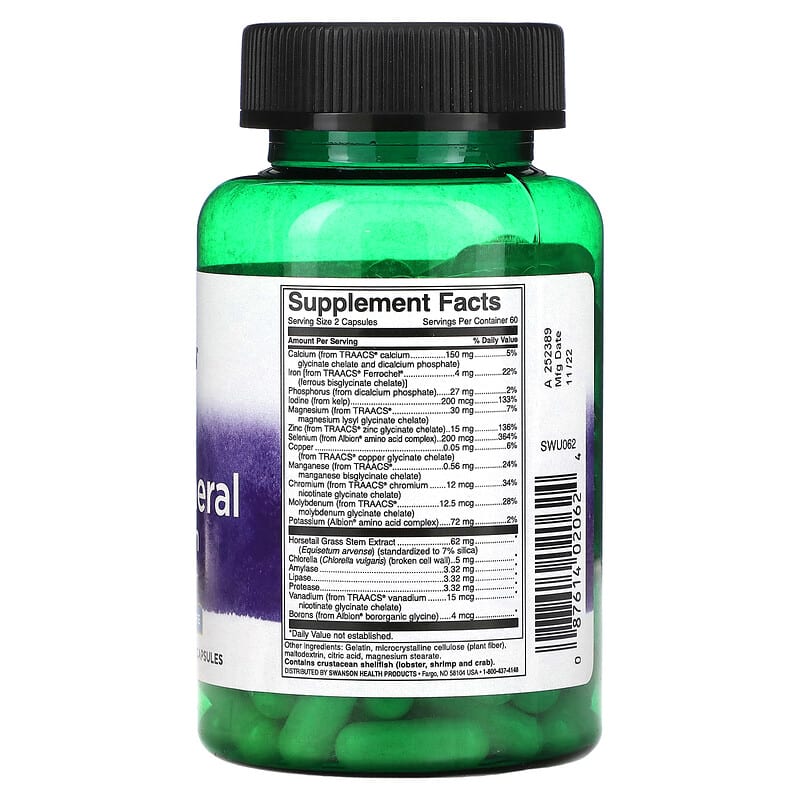 Swanson Albion Multi-Mineral with Iron 120 Capsules 2 Thực phẩm bổ sung Swanson Albion Multi-Mineral with Iron 120 Capsules 087614020624