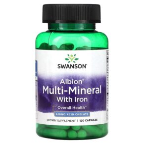 Thực phẩm chức năng Swanson Albion Multi-Mineral with Iron 120 Capsules 087614020624