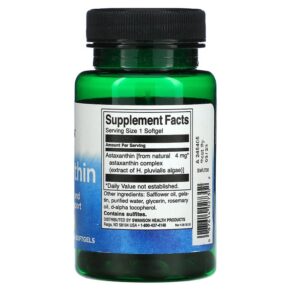 Thực phẩm bổ sung Swanson Astaxanthin 4 mg 60 Softgels 087614027302