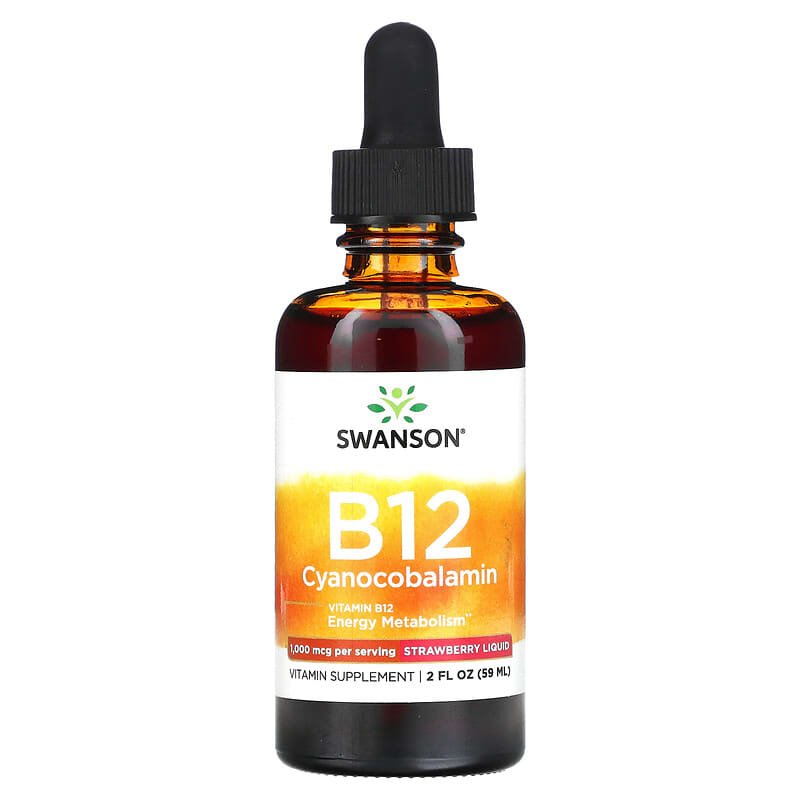 Swanson B12 Cyanocobalamin Liquid Strawberry 1.000 mcg 2 fl oz (59 ml) 8 Thực phẩm chức năng Swanson B12 Cyanocobalamin Liquid Strawberry 1.000 mcg 2 fl oz (59 ml) 087614112213