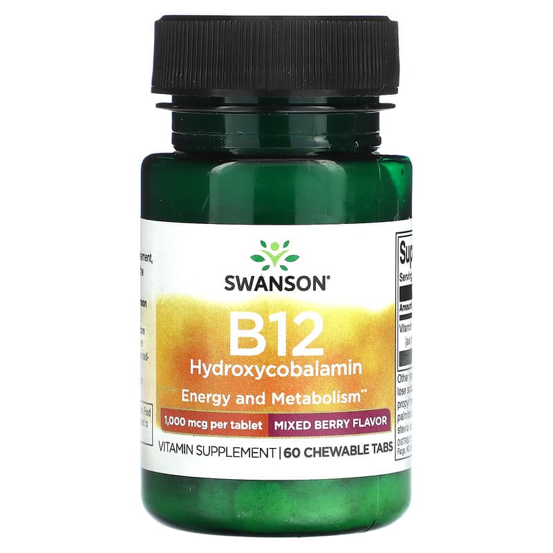 Swanson B12 Hydroxycobalamin Mixed Berry 1.000 mcg 60 Chewable Tabs 8 Thực phẩm chức năng Swanson B12 Hydroxycobalamin Mixed Berry 1.000 mcg 60 Chewable Tabs 087614028699