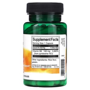 Thực phẩm bổ sung Swanson B6 Pyridoxine 100 mg 100 Capsules 087614010212