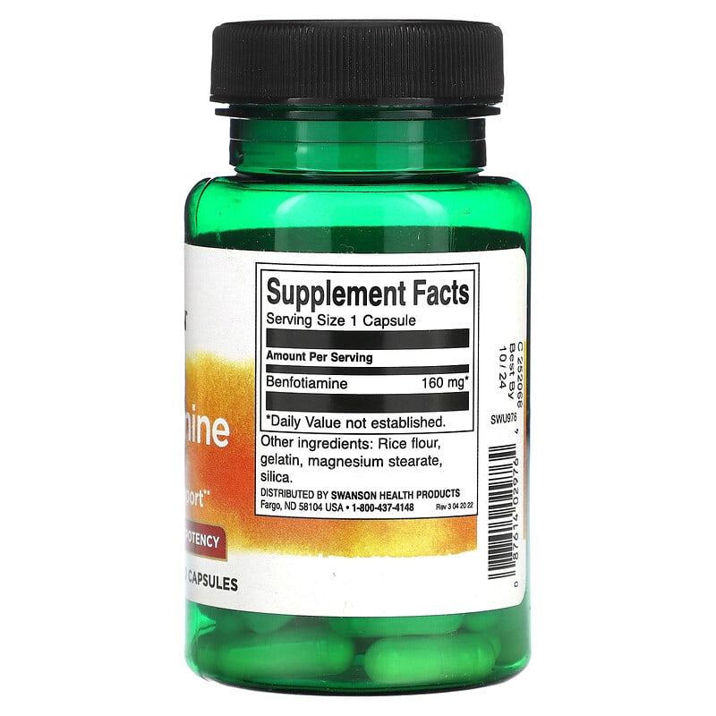 Swanson Benfotiamine High Potency 160 mg 60 Capsules 2 Thực phẩm bổ sung Swanson Benfotiamine High Potency 160 mg 60 Capsules 087614029764