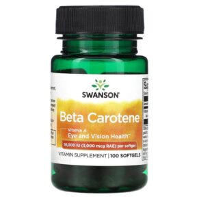 Thực phẩm chức năng Swanson Beta Carotene 10.000 IU (3.000 mcg RAE) 100 Softgels 087614010090