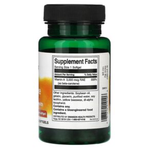 Thực phẩm bổ sung Swanson Beta Carotene 10.000 IU (3.000 mcg RAE) 250 Softgels 087614010106
