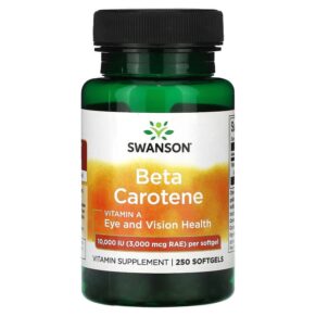 Thực phẩm chức năng Swanson Beta Carotene 10.000 IU (3.000 mcg RAE) 250 Softgels 087614010106
