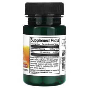 Thực phẩm bổ sung Swanson Biotin Time-Release 10.000 mcg 60 Tablets 087614027197