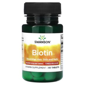 Thực phẩm chức năng Swanson Biotin Time-Release 10.000 mcg 60 Tablets 087614027197