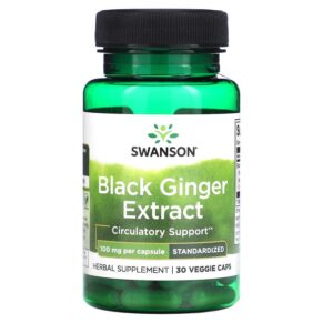 Thực phẩm chức năng Swanson Black Ginger Extract 100 mg 30 Veggie Caps 087614142739