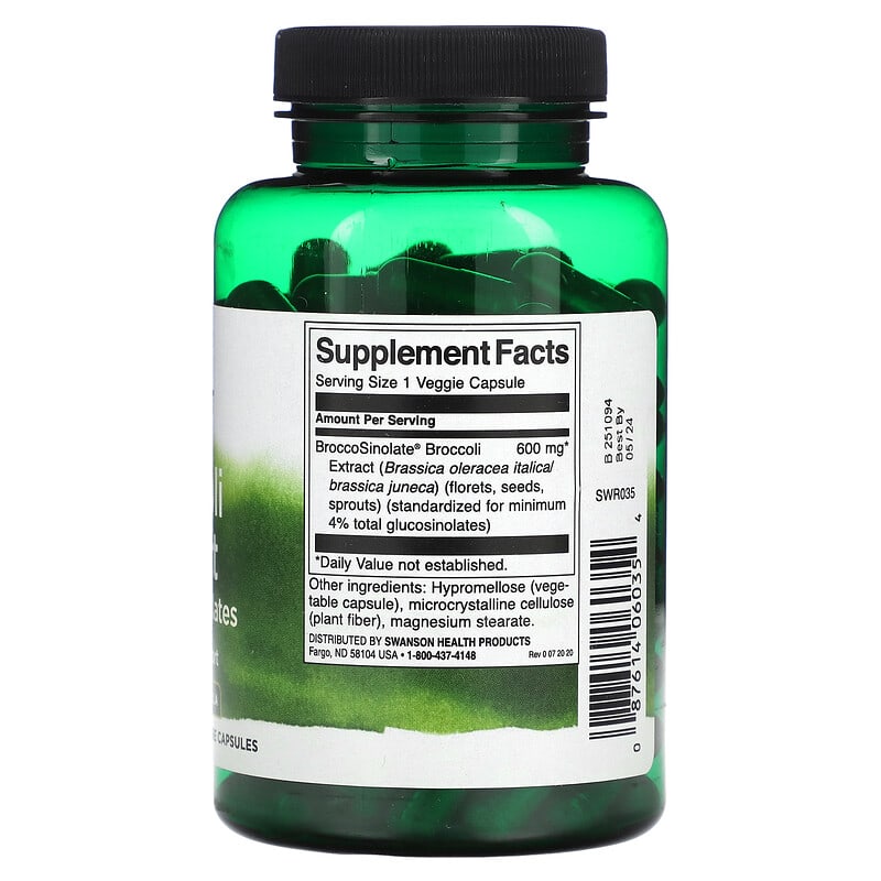 Swanson Broccoli Extract with Glucosinolates 120 Veggie Capsules 2 Thực phẩm bổ sung Swanson Broccoli Extract with Glucosinolates 120 Veggie Capsules 087614060354