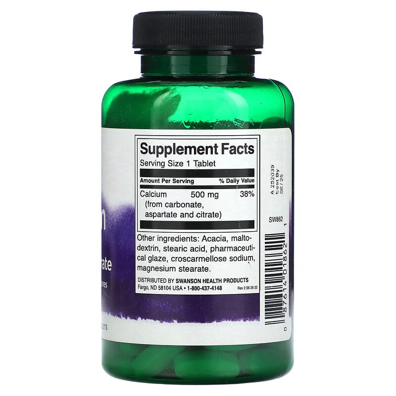 Swanson Calcium Carbonate Aspartate & Citrate 500 mg 100 Tablets 2 Thực phẩm bổ sung Swanson Calcium Carbonate Aspartate & Citrate 500 mg 100 Tablets 087614018621