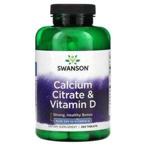Thực phẩm chức năng Swanson Calcium Citrate & Vitamin D 250 Tablets 087614018102