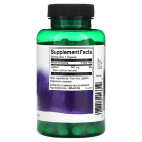 Thực phẩm bổ sung Swanson Calcium Lactate 100 mg 100 Capsules 087614113319
