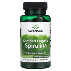 Thực phẩm chức năng Swanson Certified Organic Spirulina 500 mg 180 Tablets 087614060446