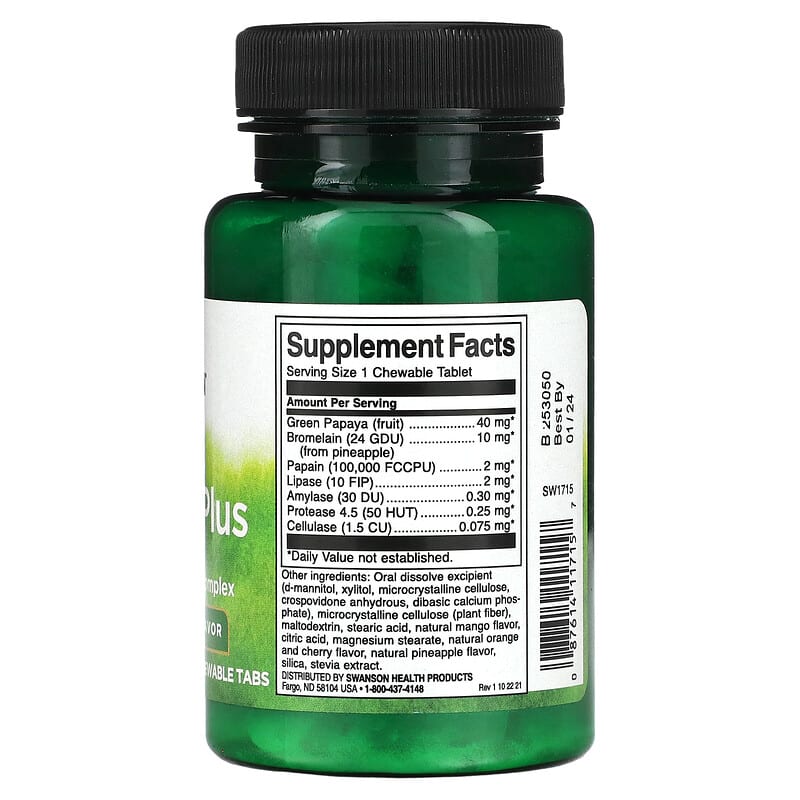 Swanson Chewable Papaya Plus Natural Fruit 90 Chewable Tabs 2 Thực phẩm bổ sung Swanson Chewable Papaya Plus Natural Fruit 90 Chewable Tabs 087614117157
