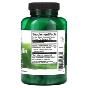 Swanson Chlorophyllin & Mint 500 Chewable Tablets 3 Thực phẩm bổ sung Swanson Chlorophyllin & Mint 500 Chewable Tablets 087614060811
