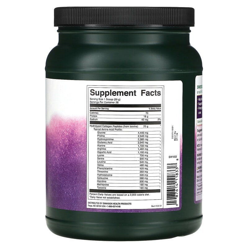 Swanson Collagen Peptides Unflavored 20 g 1.2 lb (560 g) 2 Thực phẩm bổ sung Swanson Collagen Peptides Unflavored 20 g 1.2 lb (560 g) 087614118338
