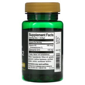 Thực phẩm bổ sung Swanson CoQ10 + Vitamin K2 60 Softgels 087614210698