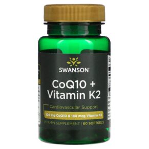 Thực phẩm chức năng Swanson CoQ10 + Vitamin K2 60 Softgels 087614210698