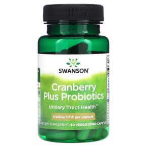Thực phẩm chức năng Swanson Cranberry Plus Probiotics 5 Billion CFU 60 Veggie Embo Caps 087614190310