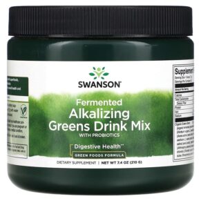 Thực phẩm chức năng Swanson Fermented Alkalizing Greens Drink Mix With Probiotics 7.4 oz (210 g) 087614100067